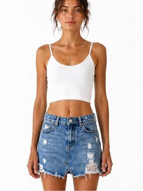 Zara Trafaluc Denimwear Ultra Distressed Denim Mini Skirt - Tween clothes